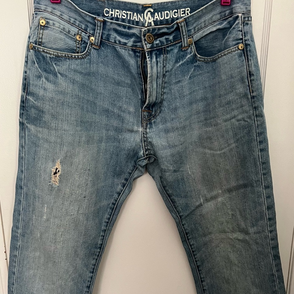 Men's Christian Audigier Original Denim Wear Bootcut Jeans Size 34x30